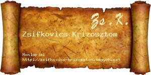 Zsifkovics Krizosztom névjegykártya
